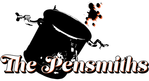 The Pensmiths logo. A pressure pot with exploding color.