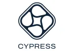 Logo for Mr. Cypress, a fountain pen company, it looks like 4 tear drop or pear shapes in a rounded diamond shape